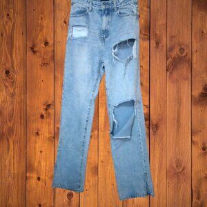 Dolls Kill Momokrom Women's Size 8/12UK Distressed Split Hem High Waisted Jeans